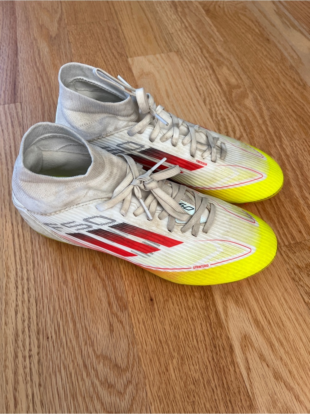 adidas F50 White, Yellow & Red Soccer Cleats